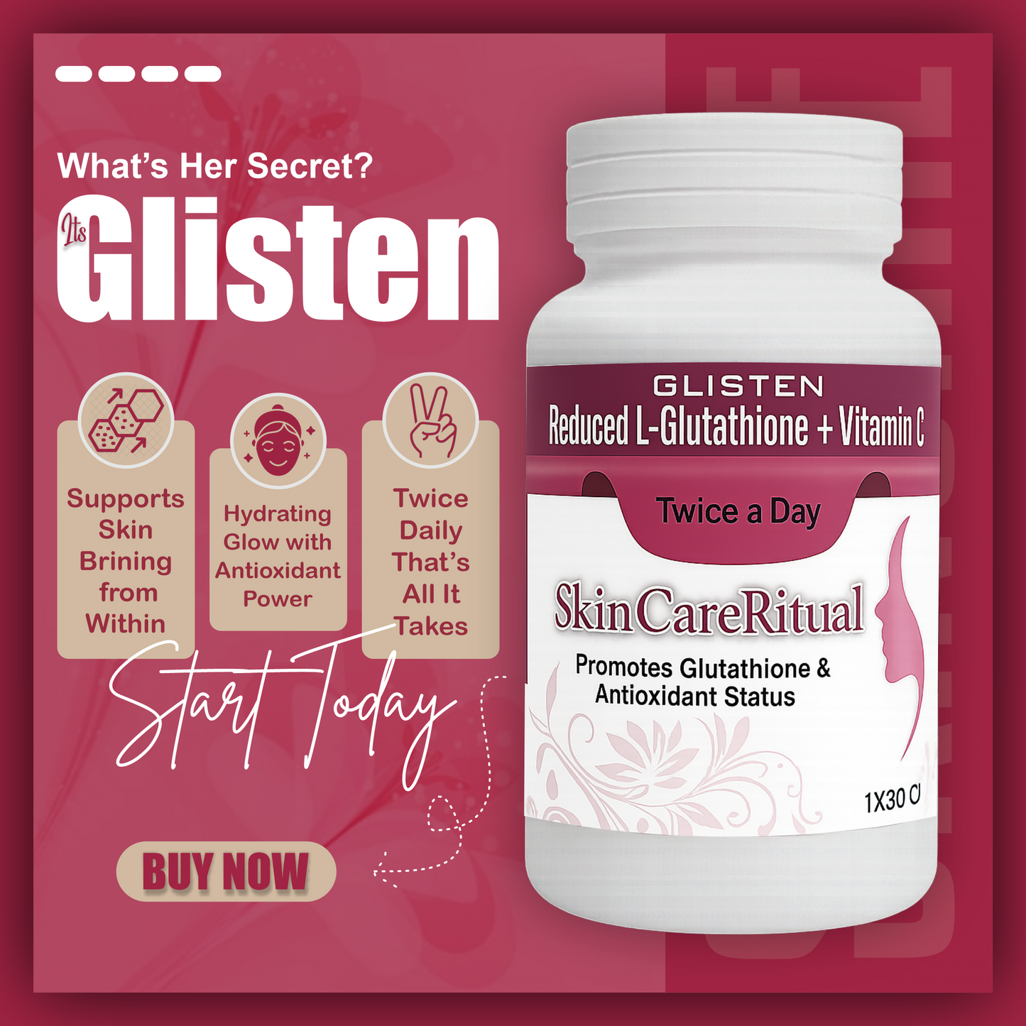 Glisten Glutathione Tablets – 90% Efficacy